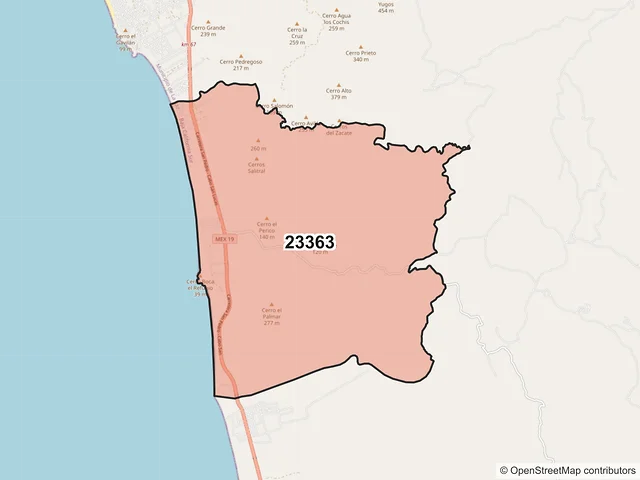 Mapa del código postal 23363, La Paz, Baja California Sur