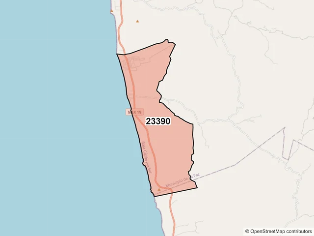 Mapa del código postal 23390, La Paz, Baja California Sur