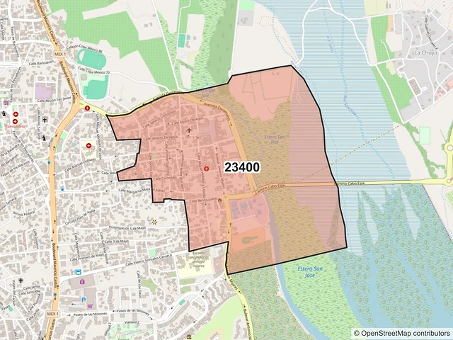 Mapa del código postal 23400, Los Cabos, Baja California Sur