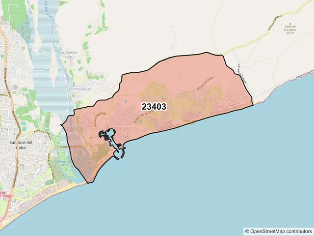 Mapa del código postal 23403, Los Cabos, Baja California Sur