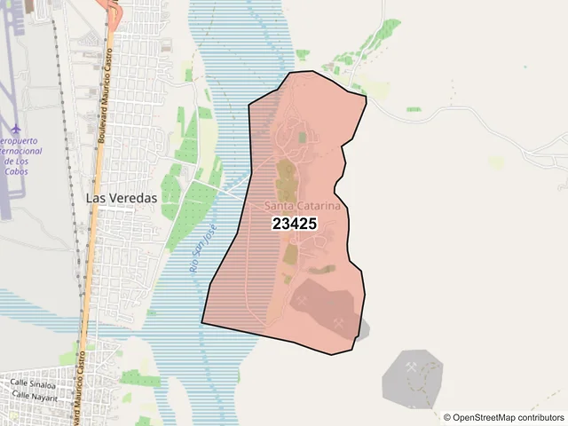 Mapa del código postal 23425, Los Cabos, Baja California Sur