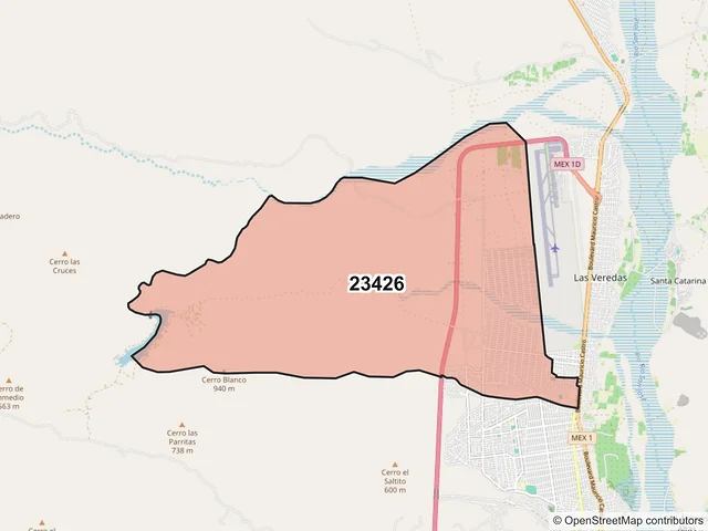 Mapa del código postal 23426, Los Cabos, Baja California Sur