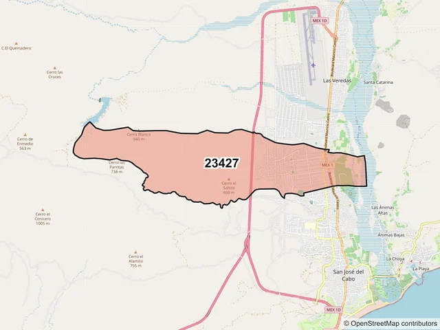 Mapa del código postal 23427, Los Cabos, Baja California Sur
