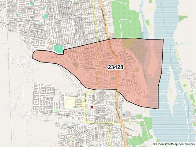 Mapa del código postal 23428, Los Cabos, Baja California Sur