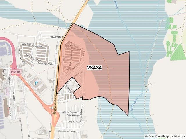 Mapa del código postal 23434, Los Cabos, Baja California Sur