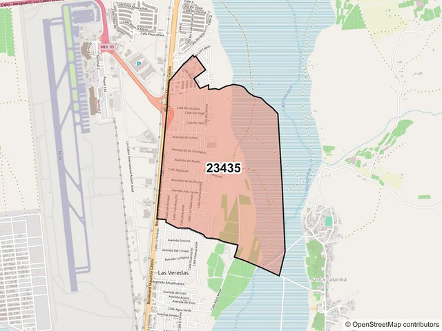 Mapa del código postal 23435, Los Cabos, Baja California Sur