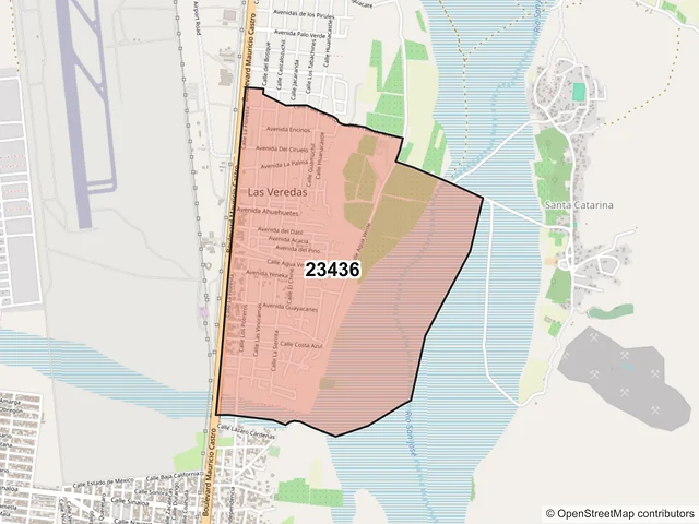 Mapa del código postal 23436, Los Cabos, Baja California Sur