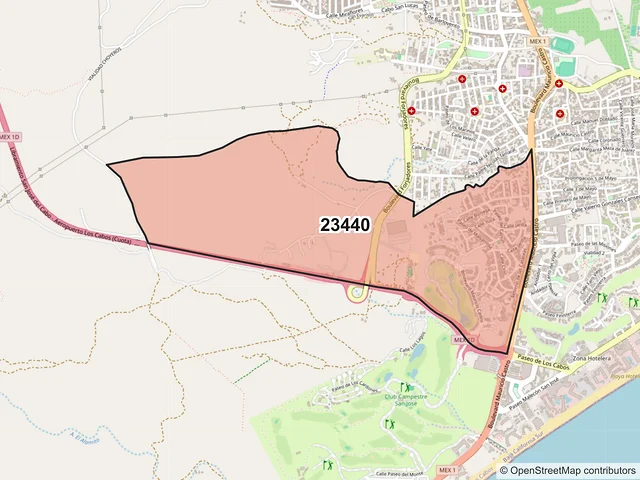 Mapa del código postal 23440, Los Cabos, Baja California Sur