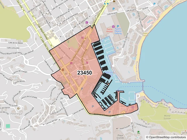 Mapa del código postal 23450, Los Cabos, Baja California Sur