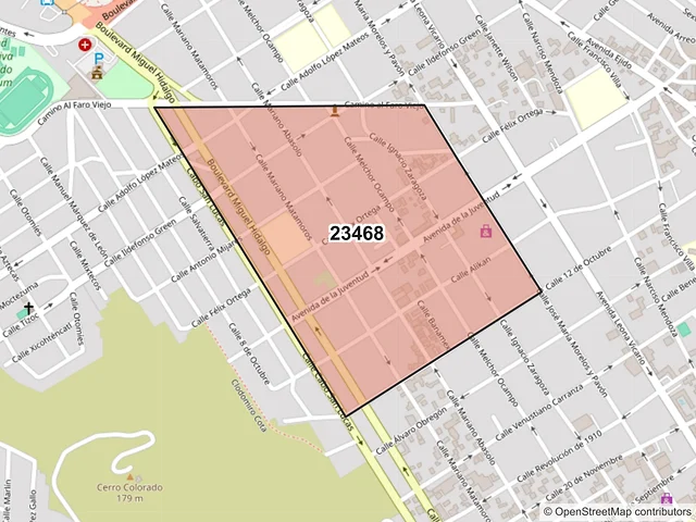 Mapa del código postal 23468, Los Cabos, Baja California Sur