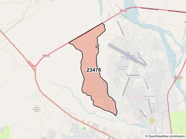 Mapa del código postal 23476, Los Cabos, Baja California Sur