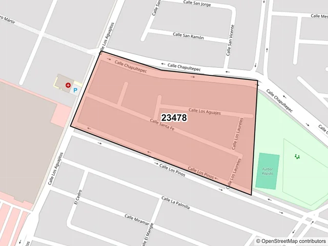 Mapa del código postal 23478, Los Cabos, Baja California Sur