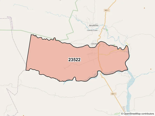 Mapa del código postal 23522, Los Cabos, Baja California Sur