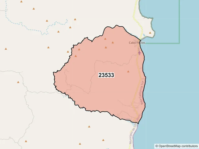 Mapa del código postal 23533, Los Cabos, Baja California Sur
