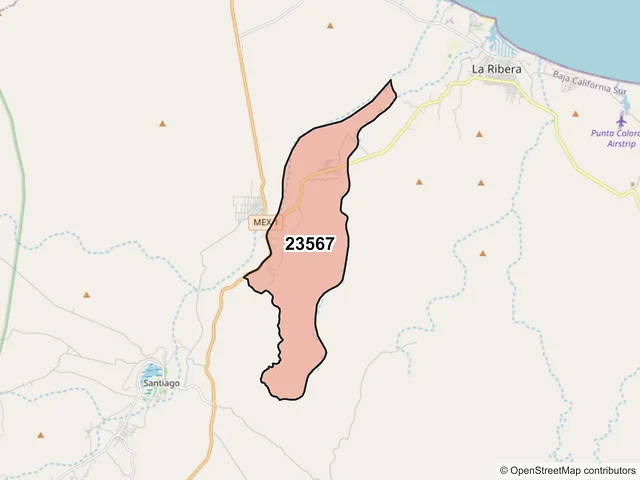 Mapa del código postal 23567, Los Cabos, Baja California Sur