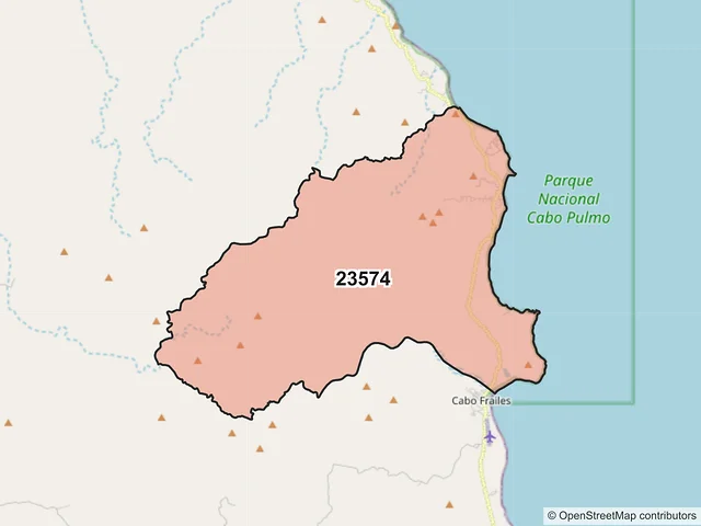 Mapa del código postal 23574, Los Cabos, Baja California Sur