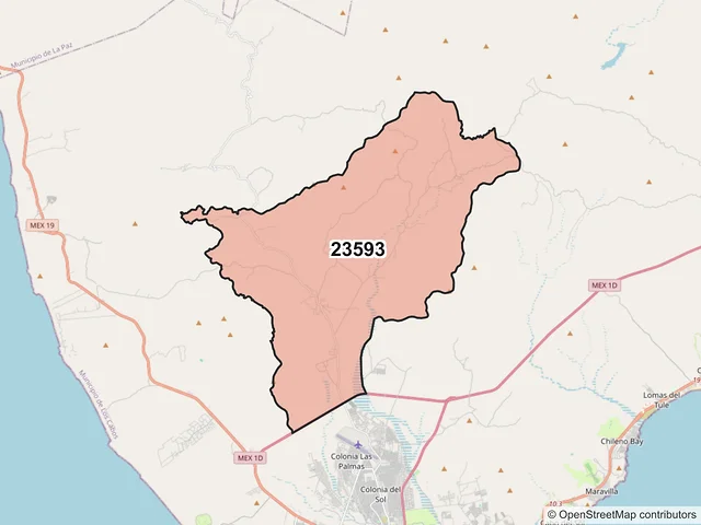 Mapa del código postal 23593, Los Cabos, Baja California Sur