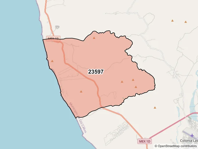 Mapa del código postal 23597, Los Cabos, Baja California Sur