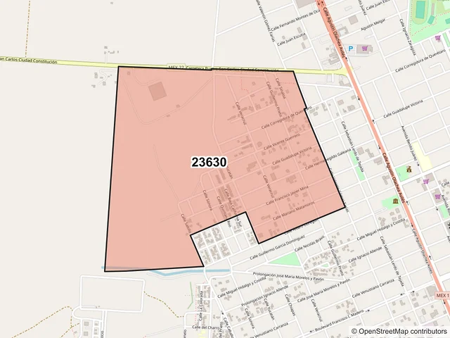 Mapa del código postal 23630, Comondú, Baja California Sur