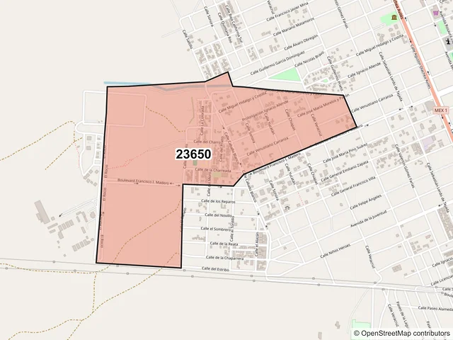 Mapa del código postal 23650, Comondú, Baja California Sur