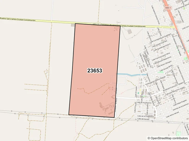 Mapa del código postal 23653, Comondú, Baja California Sur