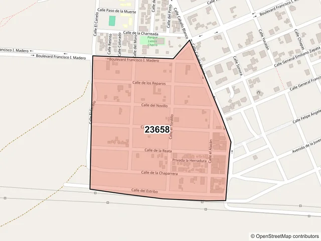 Mapa del código postal 23658, Comondú, Baja California Sur