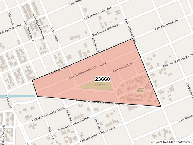 Mapa del código postal 23660, Comondú, Baja California Sur