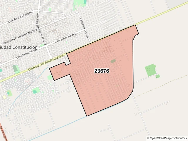 Mapa del código postal 23676, Comondú, Baja California Sur