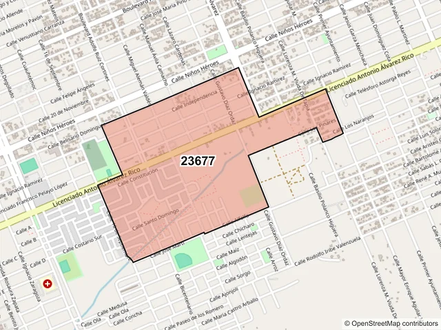 Mapa del código postal 23677, Comondú, Baja California Sur