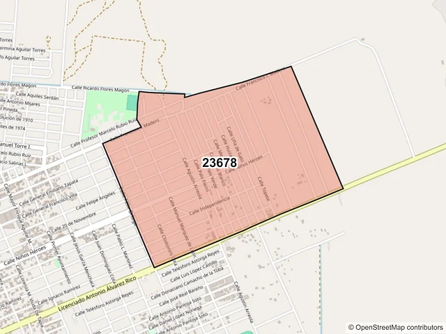 Mapa del código postal 23678, Comondú, Baja California Sur