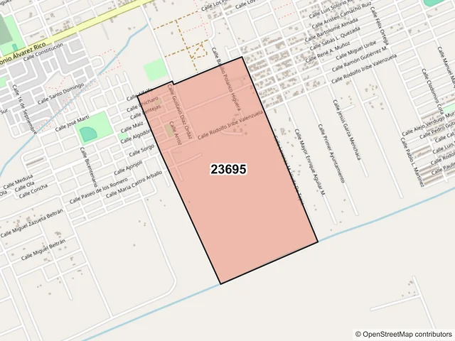 Mapa del código postal 23695, Comondú, Baja California Sur
