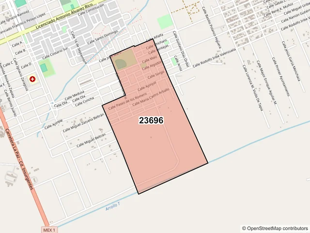 Mapa del código postal 23696, Comondú, Baja California Sur