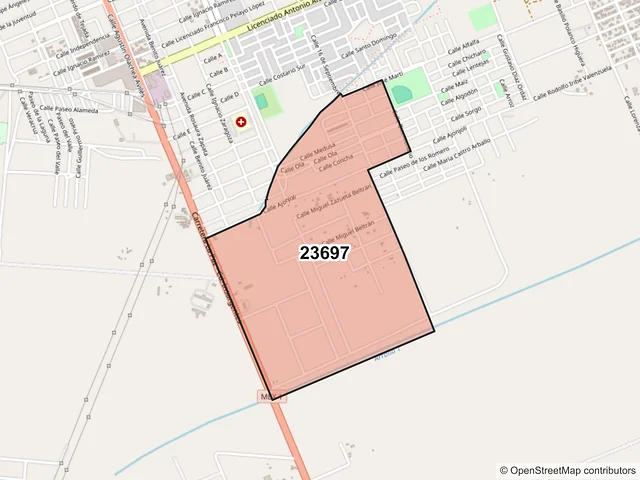 Mapa del código postal 23697, Comondú, Baja California Sur