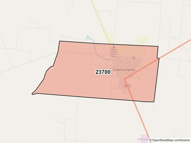 Mapa del código postal 23700, Comondú, Baja California Sur