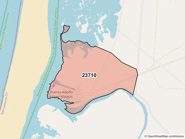 Mapa del código postal 23710, Comondú, Baja California Sur