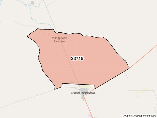 Mapa del código postal 23715, Comondú, Baja California Sur