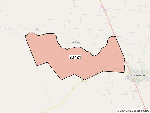 Mapa del código postal 23721, Comondú, Baja California Sur