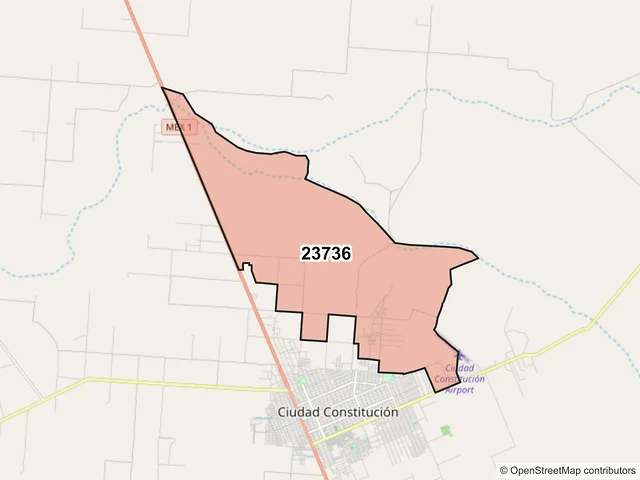 Mapa del código postal 23736, Comondú, Baja California Sur
