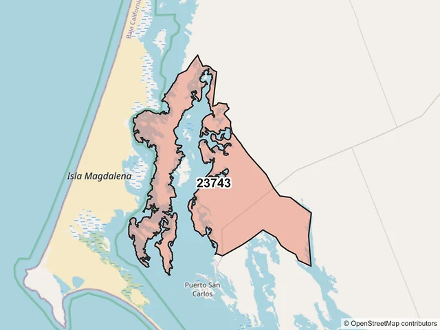 Mapa del código postal 23743, Comondú, Baja California Sur