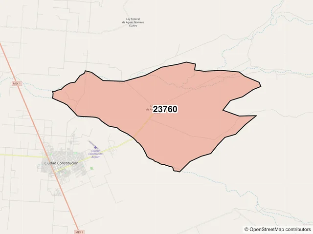 Mapa del código postal 23760, Comondú, Baja California Sur