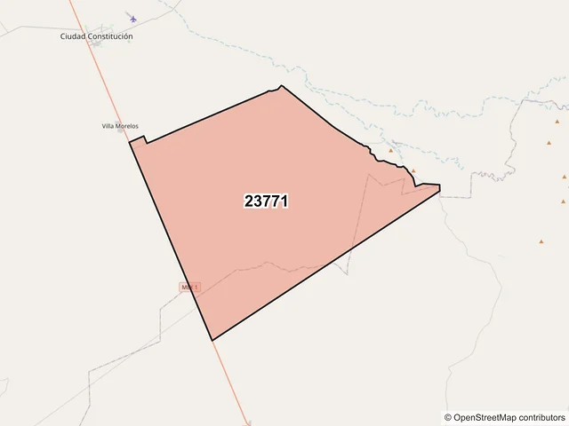 Mapa del código postal 23771, Comondú, Baja California Sur