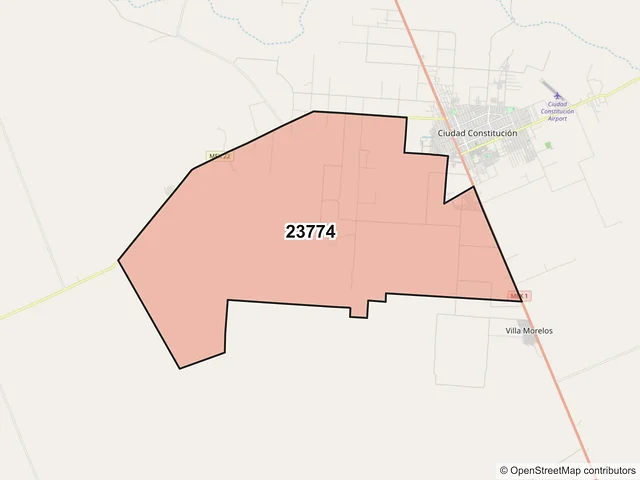 Mapa del código postal 23774, Comondú, Baja California Sur