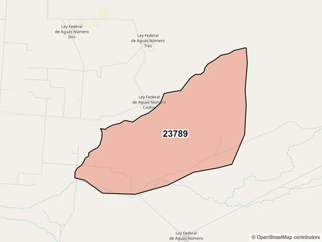 Mapa del código postal 23789, Comondú, Baja California Sur