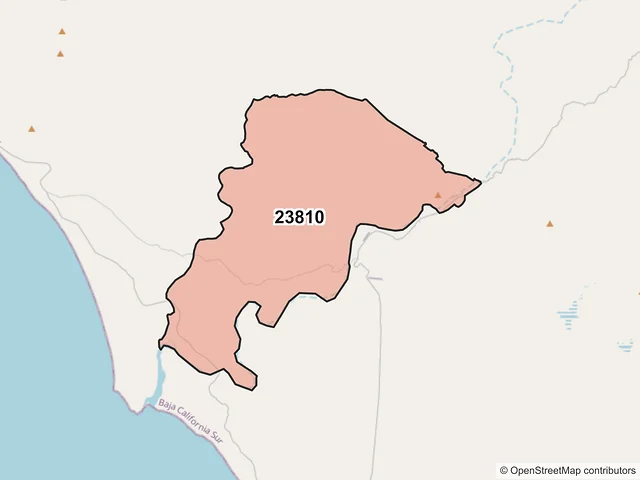 Mapa del código postal 23810, Comondú, Baja California Sur