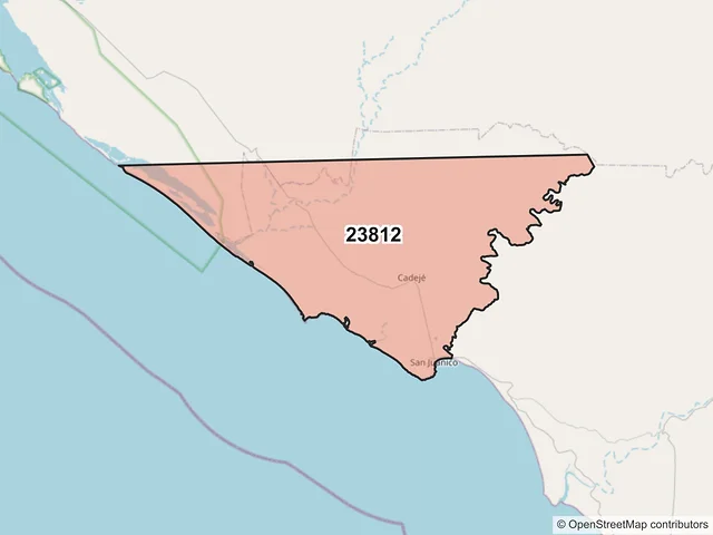 Mapa del código postal 23812, Comondú, Baja California Sur