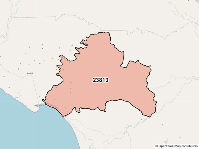Mapa del código postal 23813, Comondú, Baja California Sur