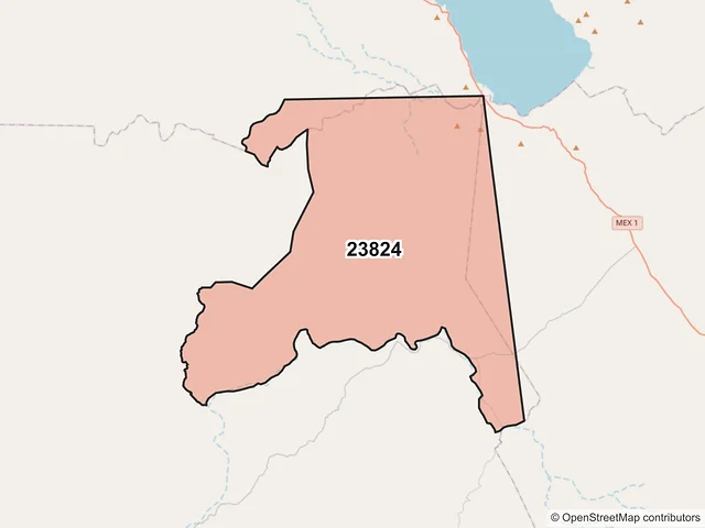 Mapa del código postal 23824, Comondú, Baja California Sur