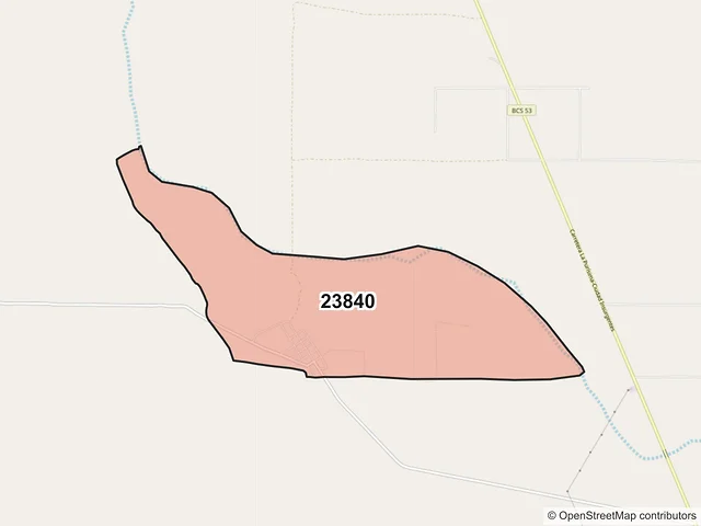 Mapa del código postal 23840, Comondú, Baja California Sur