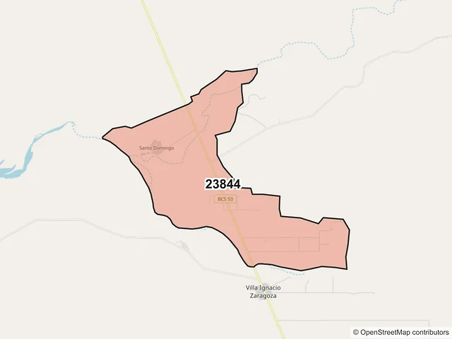 Mapa del código postal 23844, Comondú, Baja California Sur