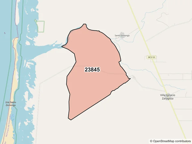 Mapa del código postal 23845, Comondú, Baja California Sur